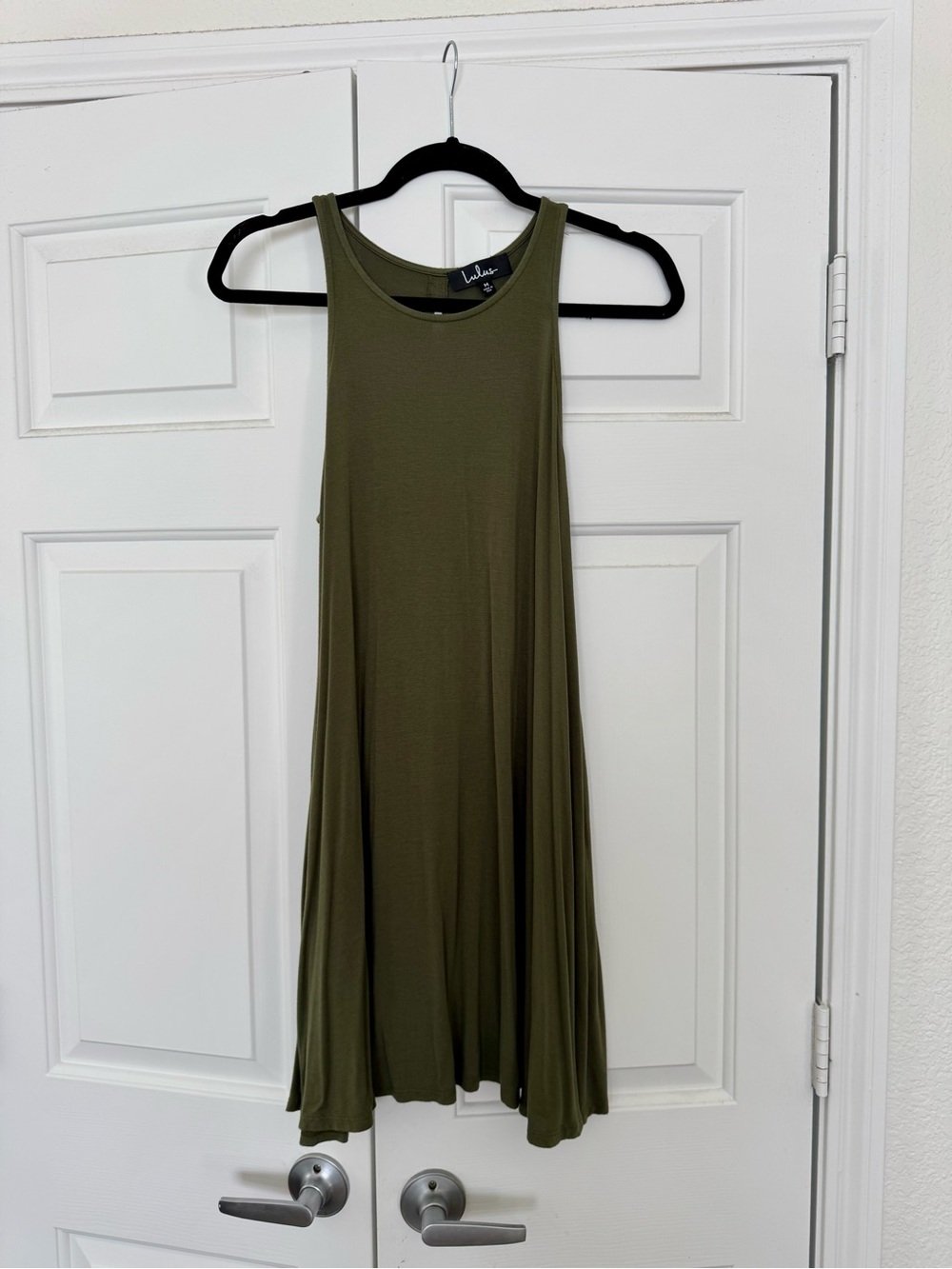 Lulu's Olive Green Sleeveless Flared Dress w/ pockets, Medium